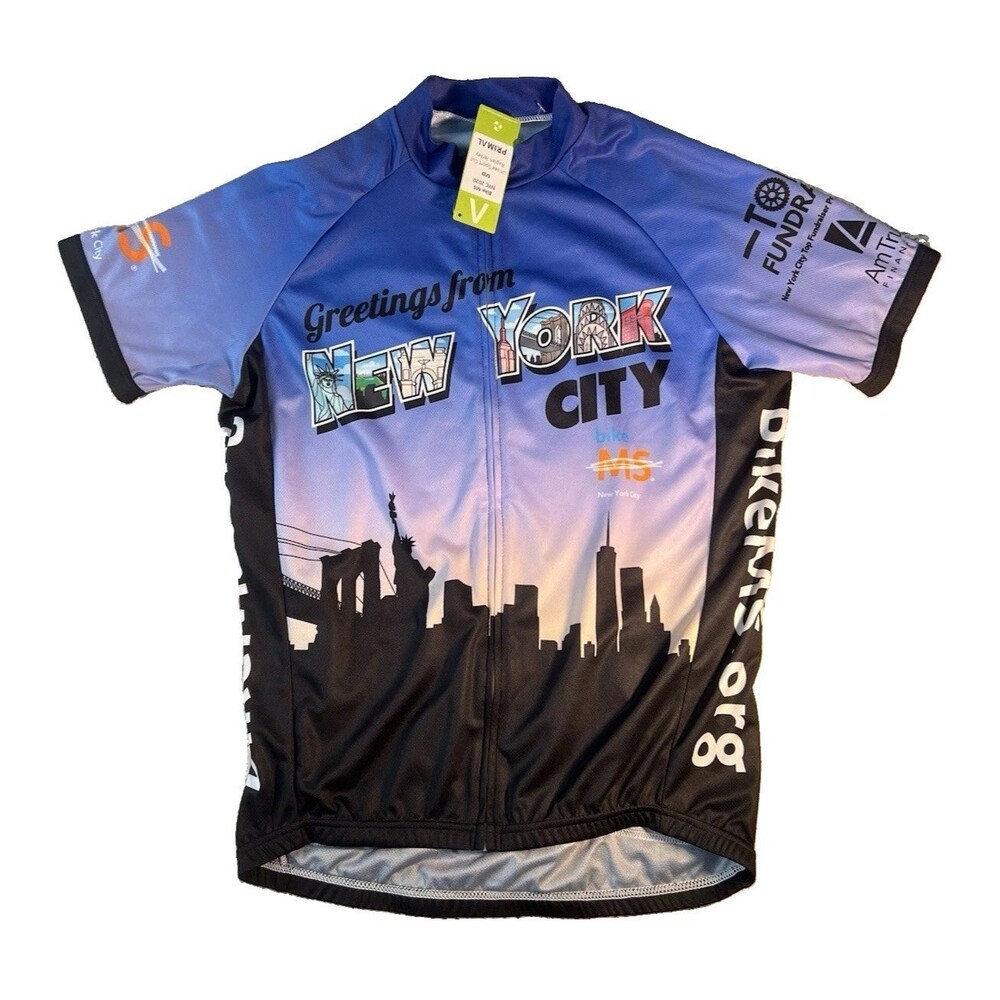 Primal Mens M Cycling Jersey Greetings From New York City Bike MS NYC Fundraiser